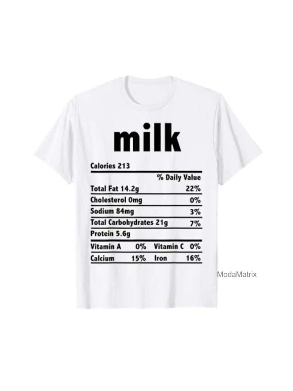 Thanksgiving Christmas Nutrition Facts Milk Graphic T-Shirt Short Sleeve